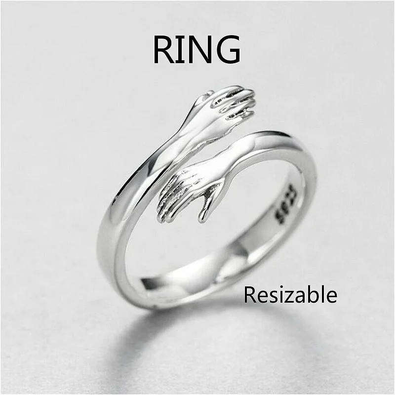 

Personality Fashion Silver Color Hug Couple Opening Adjustable Ring Retro Geometric Metal Party Ring Engagement Women Jewelry