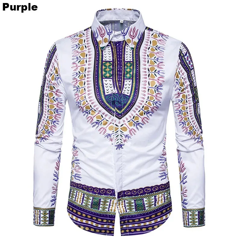Мужская рубашка в стиле хип хоп 5 цветов с геометрическим принтом длинным