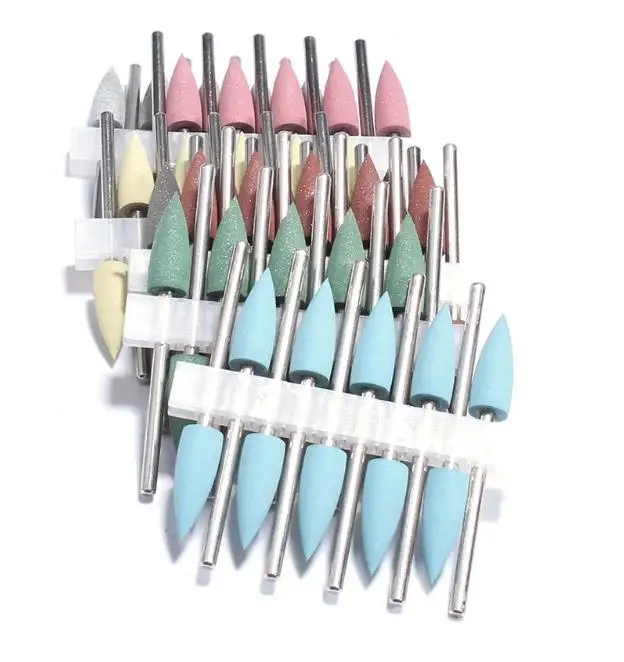 Cuspidal 4mm Head 7 Colors Rubber Silicon Carbide Nail Buffer Electric Manicure Machine Drill Accessories Rotary Tools | Красота и