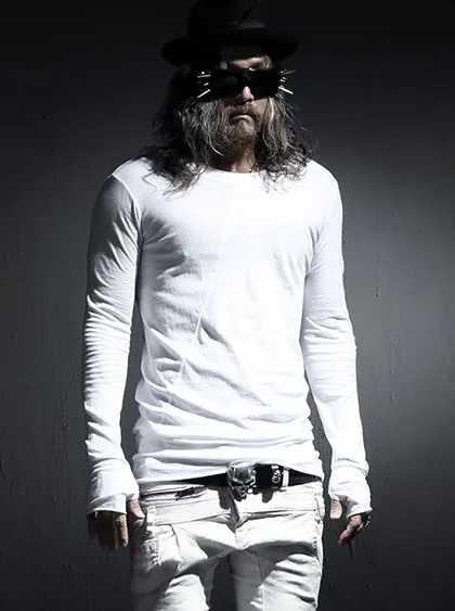 

Мужская футболка с круглым вырезом и перчатками, весна-осень, Корейская версия