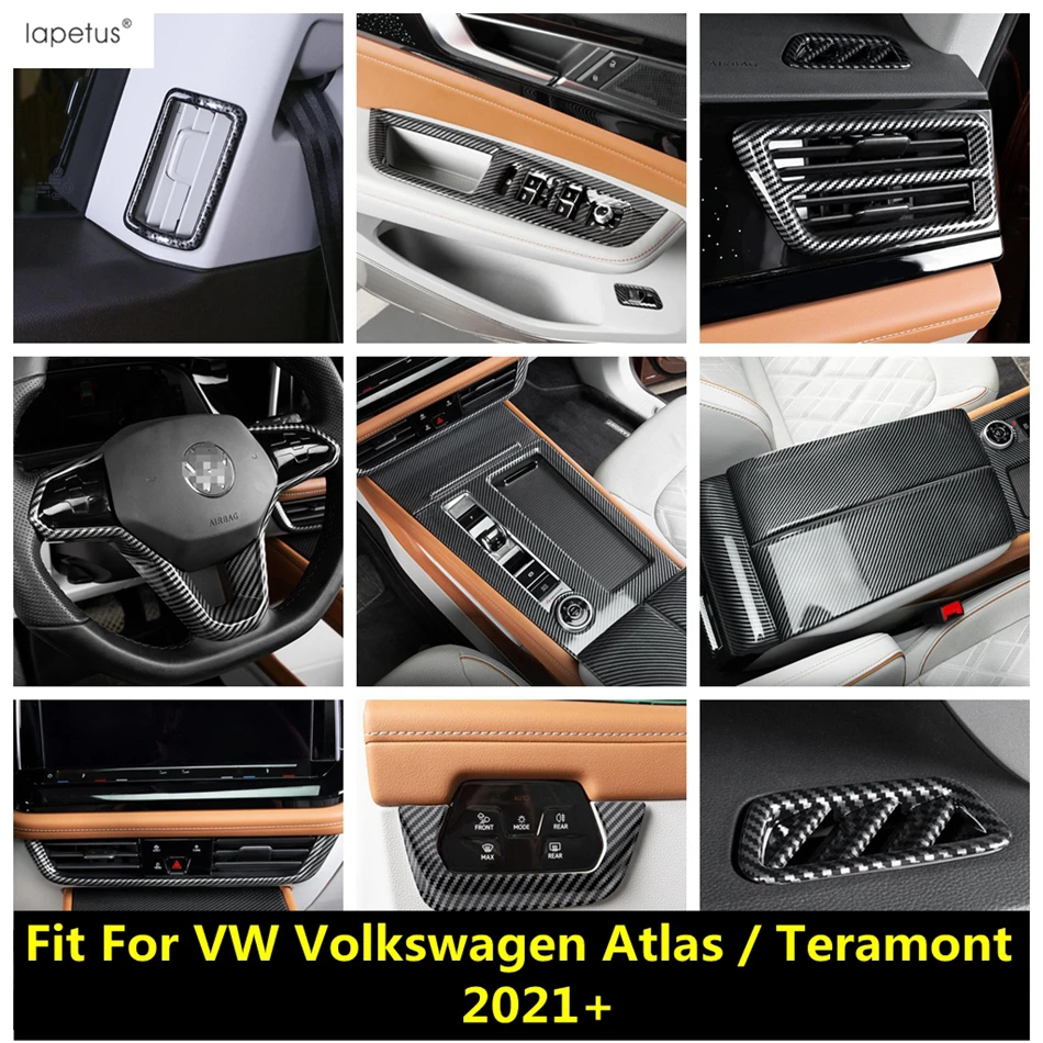 

Carbon Fiber Accessories For VW Volkswagen Atlas / Teramont 2021 2022 Dashboard AC Air Vent Gear Panel Armrest Box Cover Trim