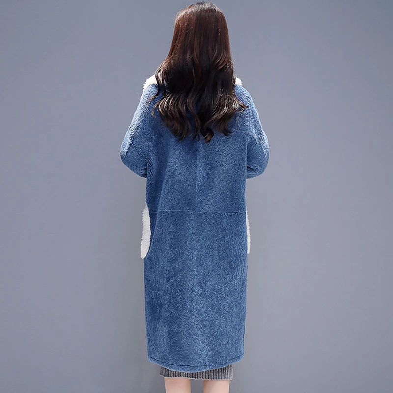 

Faux Rabbit Fur Coat 2021 Long Fur Collar Winter Coats Women Loose Overcoat Luxury Thick Warm Oversize Female Plush Jacket 3XL
