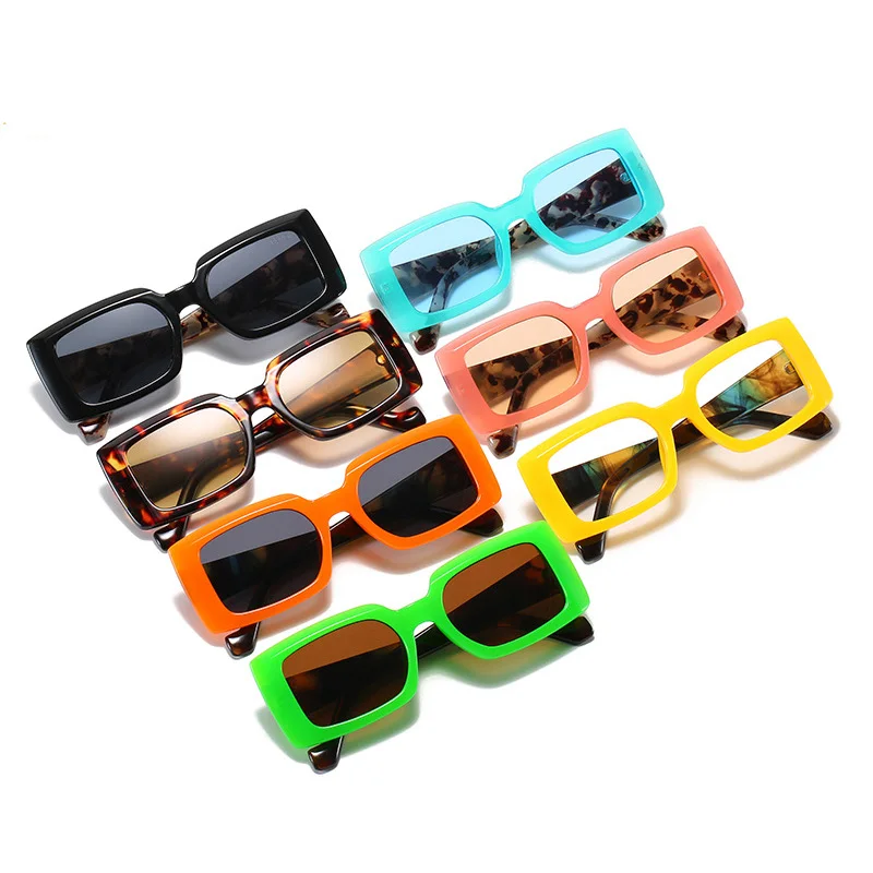 

2020 New Rectangle Sunglasses Women Square Colors Sun Glasses Ladies Summer Style Female Uv400 Green Yellow Brown Oculos De Sol