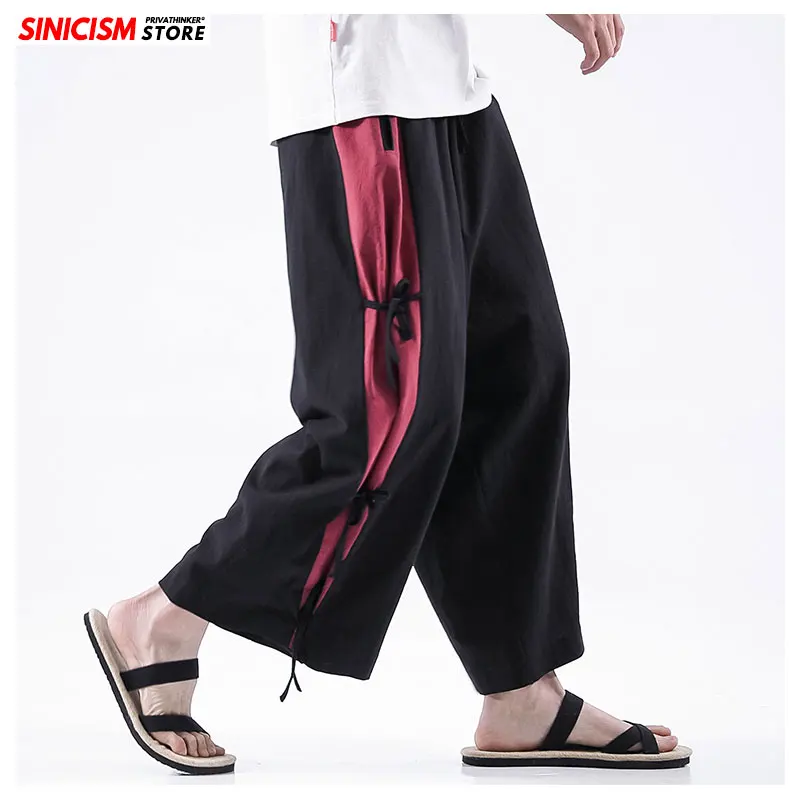 Sinicism Store 2020 мужские новые хлопковые льняные повседневные брюки винтажные широкие