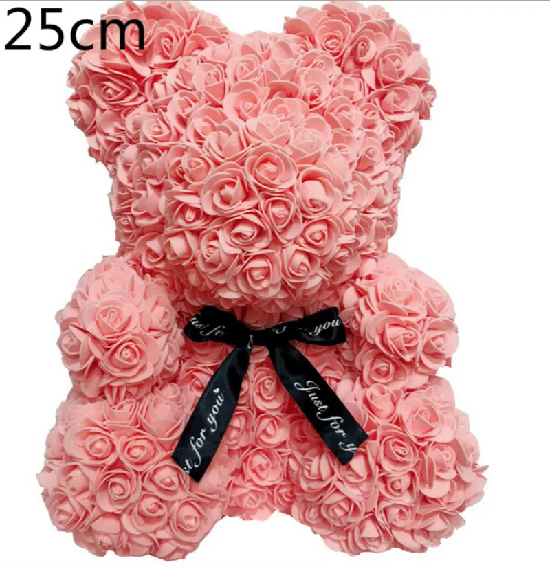 25cm Light Pink 40 см 25 см Валентина Роза Медведь Сердце цветок подарок для подруги День рождения Свадьба искусственные вечерние Декор для дома цвет красного вина розовый - Цвет: 25cm Light Pink