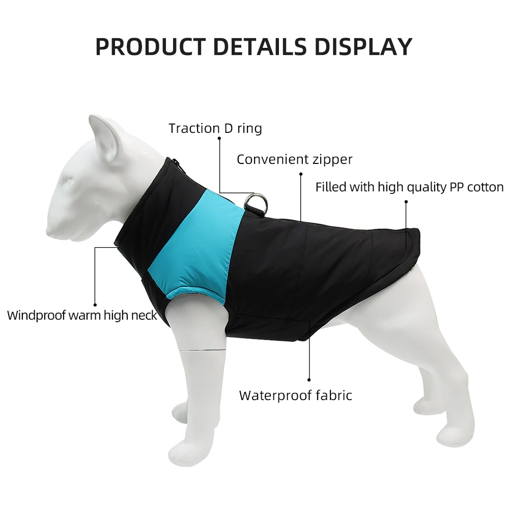 

Winter Warm Dog Clothes Waterproof Pet Padded Vest Zipper Jacket Coat For Small Medium Large Dogs Pug Chihuahua Ropa Para Perro