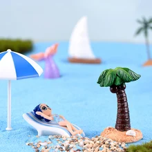 Lovely Fairy Garden Miniature Doll House DIY Ornament Artificial Sunshade Beach Chair Boat Bird Micro DIY Accessories