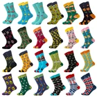 Носки мужские хлопковые, разноцветные, с забавными цветами, в стиле Харадзюку, с изображением панды, животных, фруктов, авокадо, Ленивца, летучей мыши