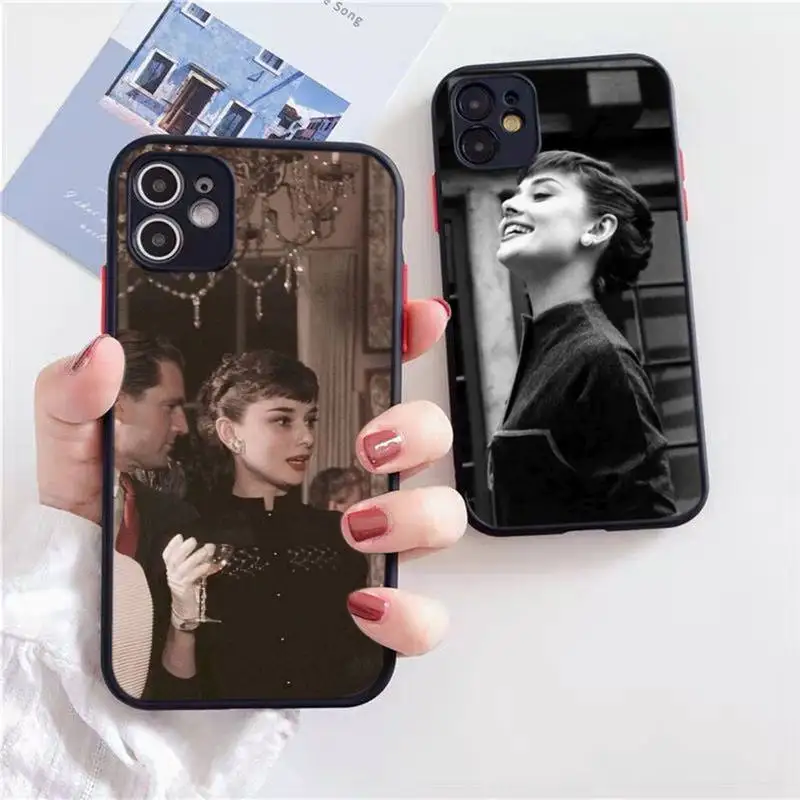 

Audrey Hepburn Soft Cover Phone Case Black Transparent Matte For IPhone 7 8 11 12 S Mini Pro X XS XR MAX Plus Cover Shell