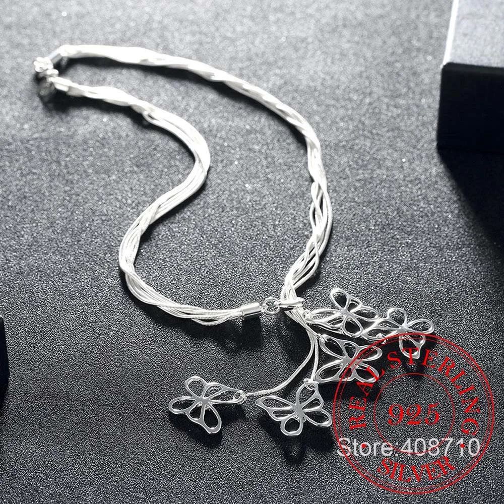

Sweet Hollow Butterfly Necklace For Women 925 Sterling Silver Wild Clavicle Chain Pendant Stylish Mujer Gift 2020 Trendy