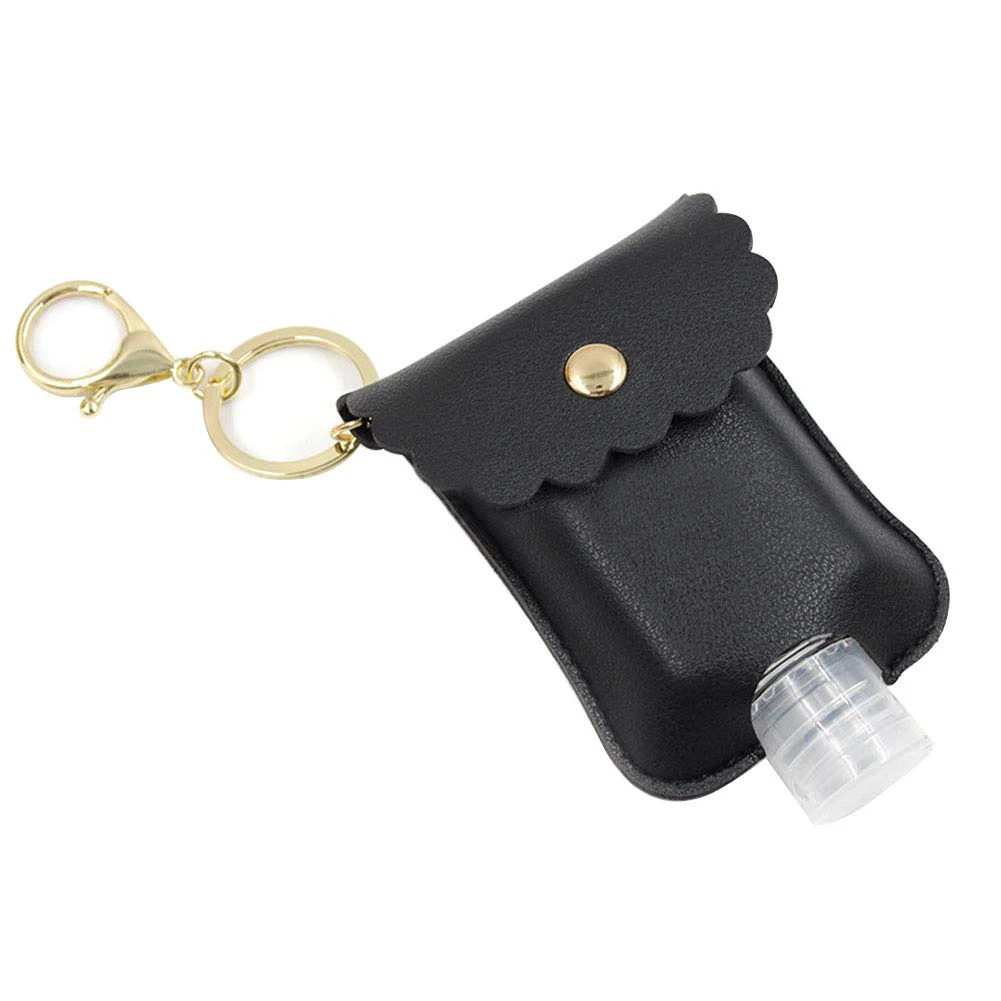 60Ml Leak Proof Plastic Travel Bottle with Leather Keychain for Hand Sanitizer Essential Oil Refillable Bottle Clips Diaper Bag