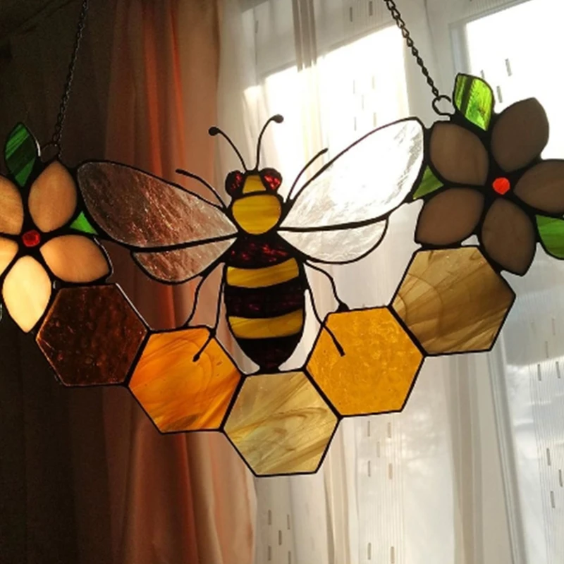 

Bee Flower Door Ornament Pendant Decoration Door Hanging Craft Home Front Door Q1JB