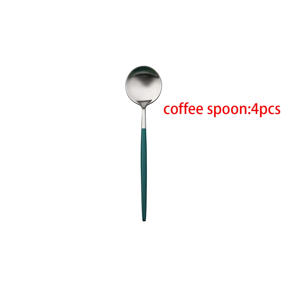 4pcs Горячая торговля Прямая поставка столовые приборы из нержавеющей стали темно-зеленый золотой винтажные столовые приборы вилка ложка нож обеденный набор Корейская кухня набор ложек и вилок столовый сервиз - Цвет: 4pcs