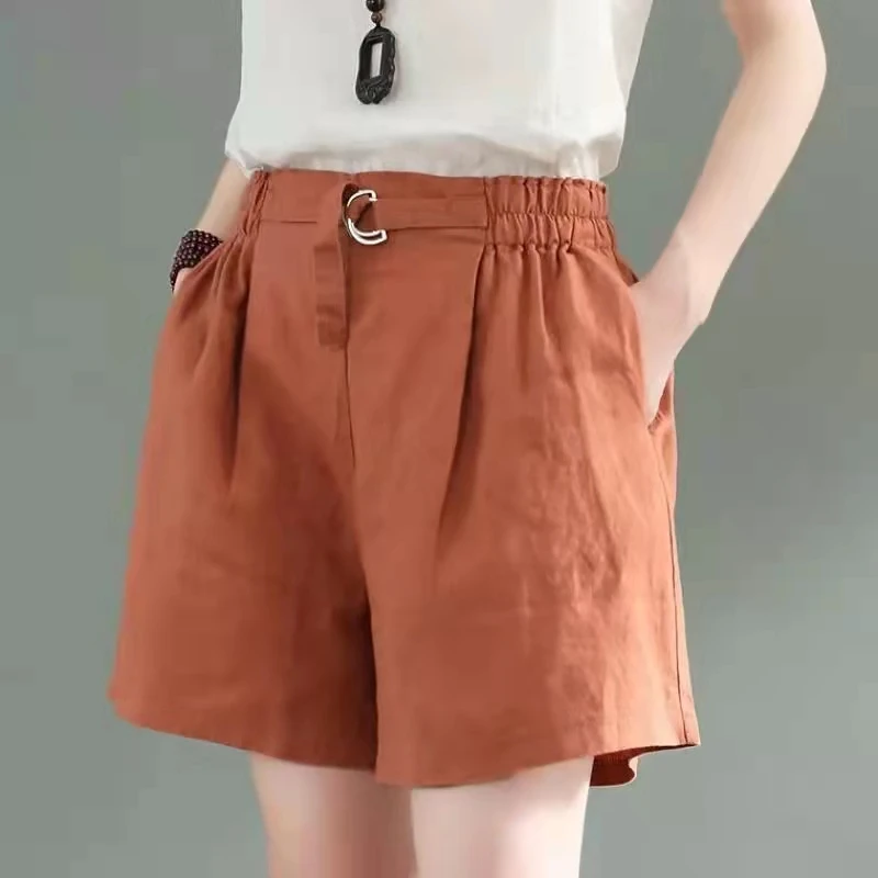 

Limiguyue Oversize Sashes White Linen Shorts Women Summer Loose Casual Wide Leg Short Trousers Sweat Shorts Baggy Jogger K1227