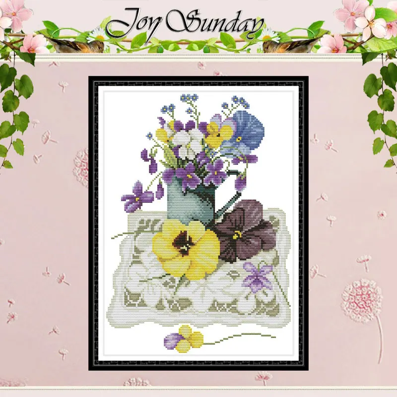 

A vase on a lace mat flower counted 11CT 14CT Cross Stitch Sets DIY Chinese Cross-stitch Kits Embroidery Needlework Home Decor