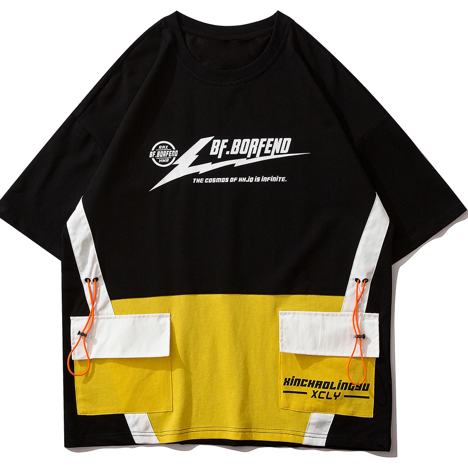 Футболка мужская в стиле хип хоп лакированная рубашка пэчворк с цветными