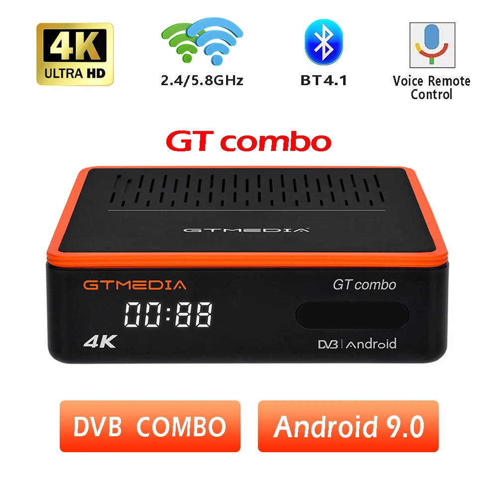 ТВ-приставка GTMEDIA GT COMBO Android 9/0 DVB-S/S2/S2X T/T2/Cable/ISDBT Amlogic S905X3 2GBRAM + 16GBROM 4K 2 4G/Φ Wifi BT4.1 AVS HEVC |