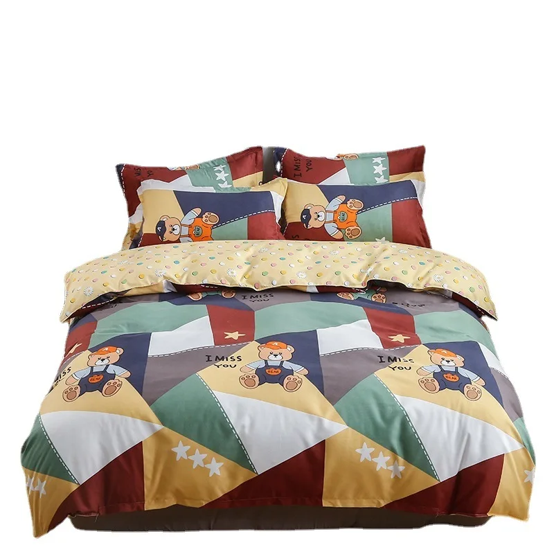 

Набор из четырех предметов из хлопка с начесом, утолщенная простыня, пододеяльник, постельное белье для студентов и общежитий, купи один в п...