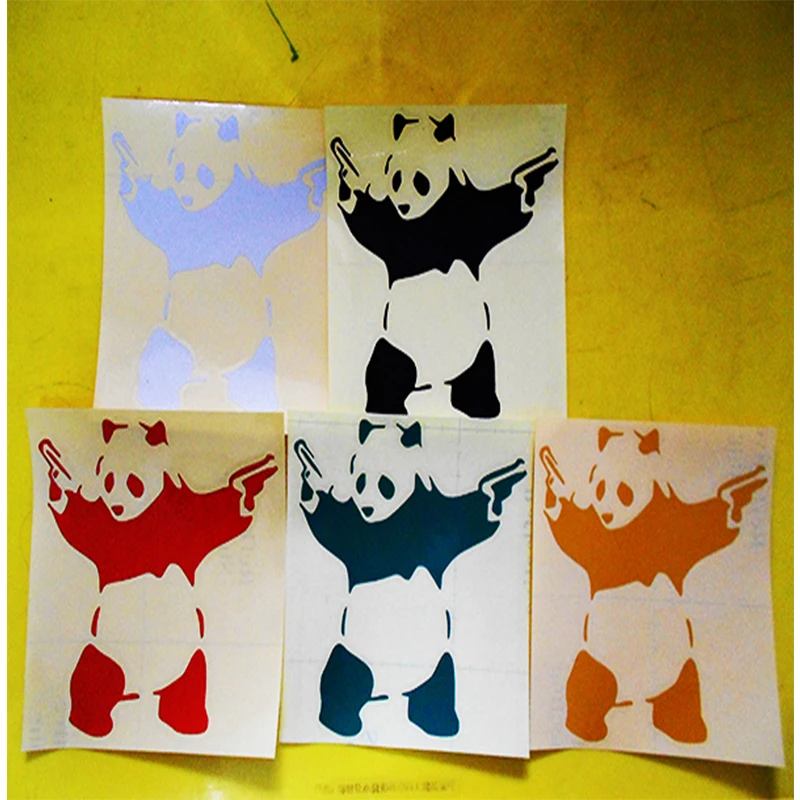 

PANDA WITH GUNS VINYL DECAL CAR STICKERS WINDOW BUMPER STICKER BANKSY ART Car Styling Auto Decoration