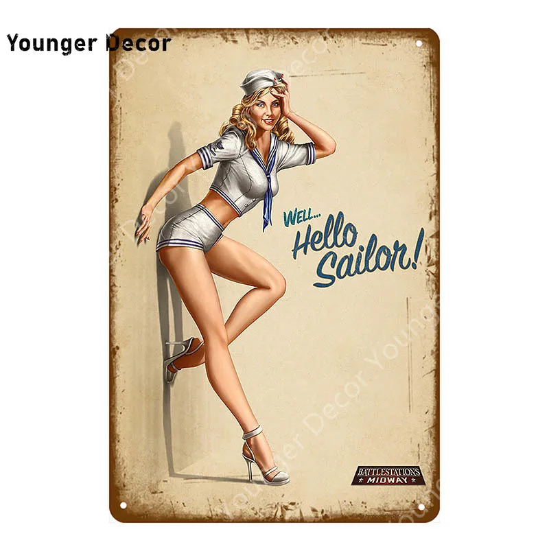 В европейском стиле с изображением девушке в пин ап плакат из металла наклейки