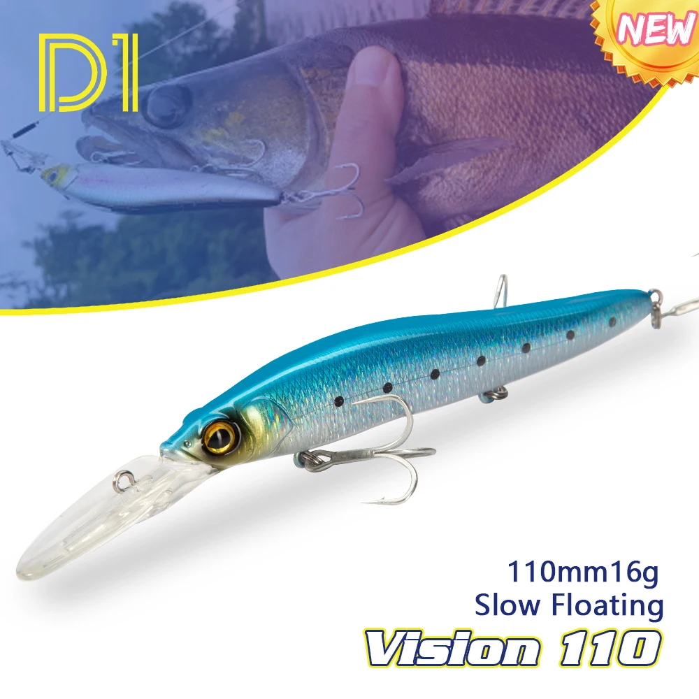 Воблер-Джеркбейт D1 для ловли окуня 110mm16g VISION ONETEN + 2 медленно плавающий новый 2020
