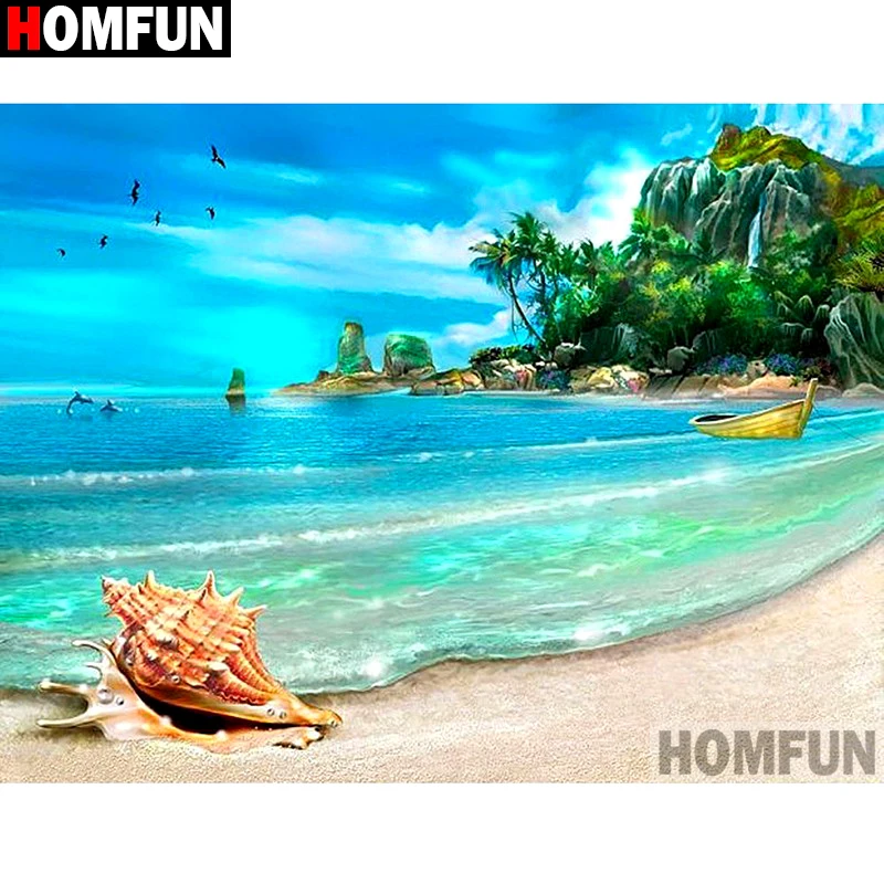 Алмазная 5D Вышивка HOMFUN сделай сам вышивка крестиком Морской пейзаж полное