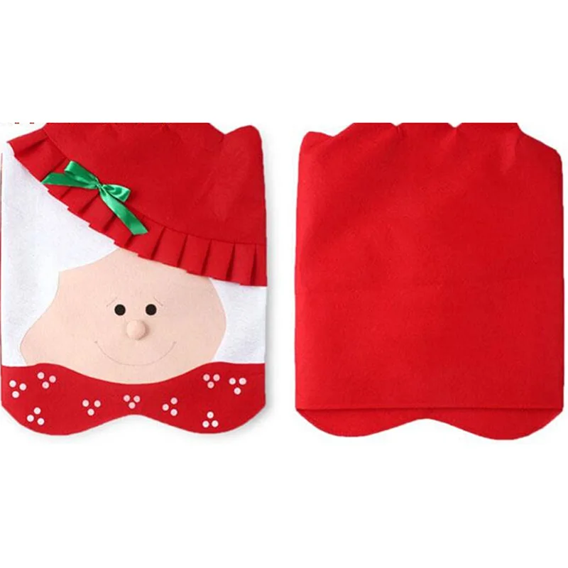 Рождественские чехлы на спинки стула мистер и миссис Санта Клаус Нескользящие