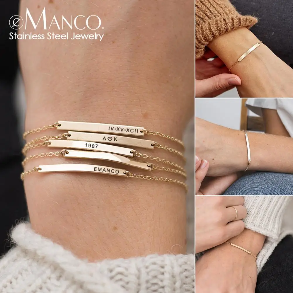 eManco DIY Name custom Stainless steel Bracelets for women initial personalized Multilayer Bracelet Best friend Jewelry | Украшения и