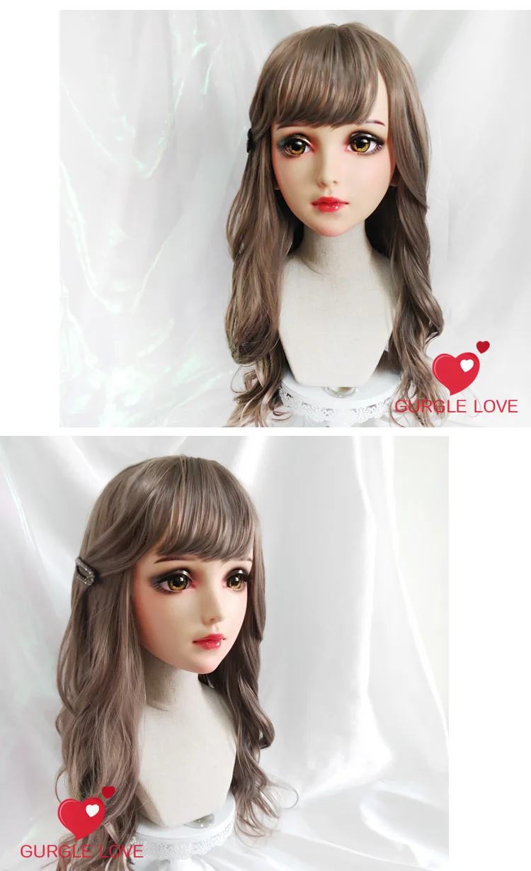 

(NEW-176) Female Resin Silica Dance Party Masks Halloween BJD Girl Doll Crossdresser Japan Kigurumi Anime Cosplay Mask with Wig