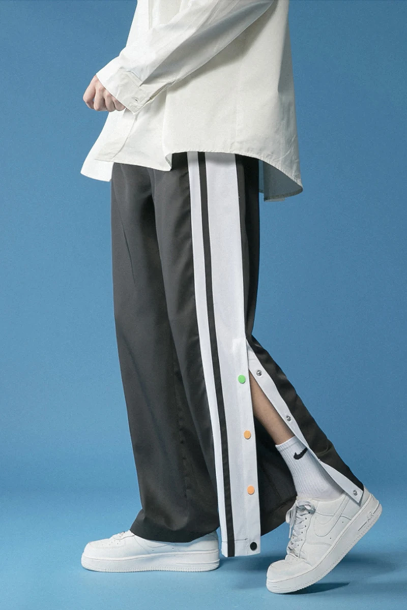 

Pants for Boys Summer Thin Loose Casual Row Button Pants Korean Fashion Ice Silk Cropped Pants