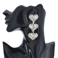 bohemia popular multi layer heart shaped rhinestone earring for women girls alloy dangle earring beach party jewerly accessories