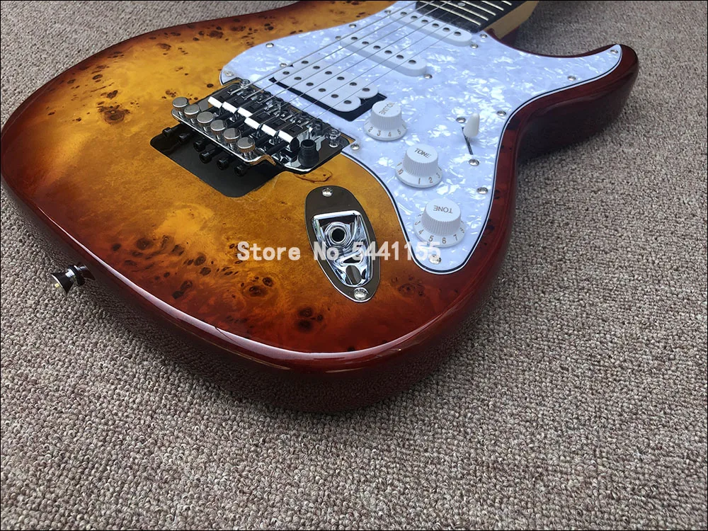 2020 hohe qualität elektrische gitarre floyd rose elektrische gitarre mahagoni korpus mit baum narbe abdeckung top freies verschiffen free glo