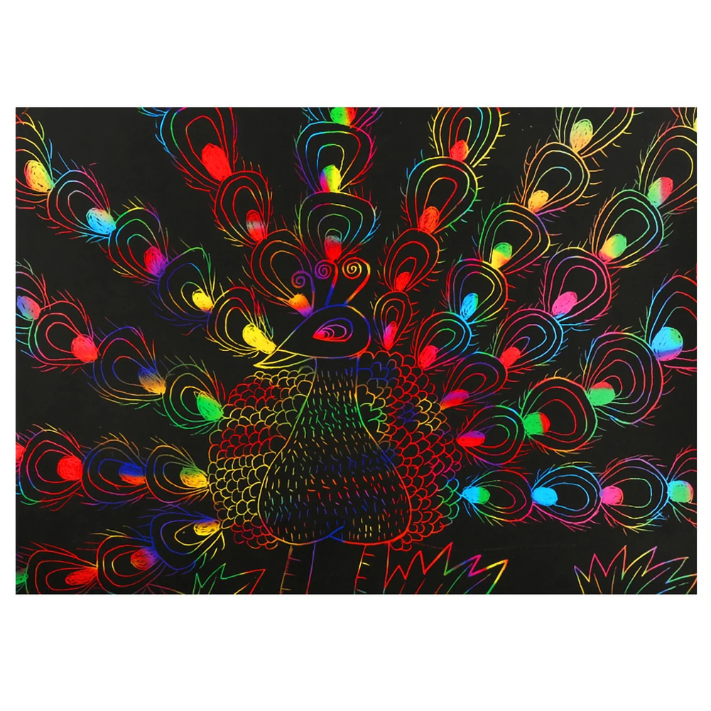 

Scratch Note Children's Creative DIY Scratch Painting Colorful Graffiti Notebook Black Paper Magic Rainbow Painting Boards