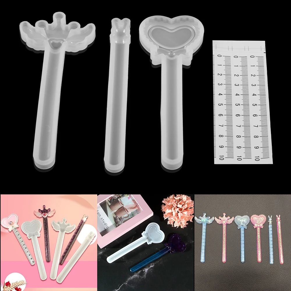 

1Pcs 3Style Crown Wing Magic Wand Straight Ruler Silicone Mold UV Epoxy Resin Casting Mould for DIY Craft Jewelry Toy Accessorie