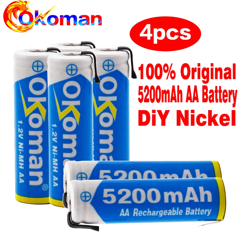 100% новый 1 2 В AA Аккумуляторная батарея 5200 мАч 2A Ni-MH с шарнирным штифтом паяльный