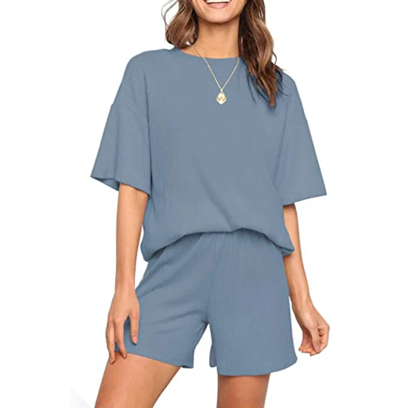 

Short Sleeve Pajamas Set Women New 2PCS Sleepwear Summer Shirt&Shorts Femme Comfy Sleep Set Casual Pijamas Suit Home Clothes