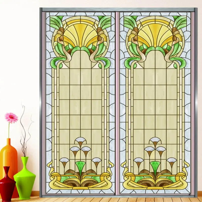 

custom size window film European style window sticker Static film Church customized wardrobe door glass color film frosted