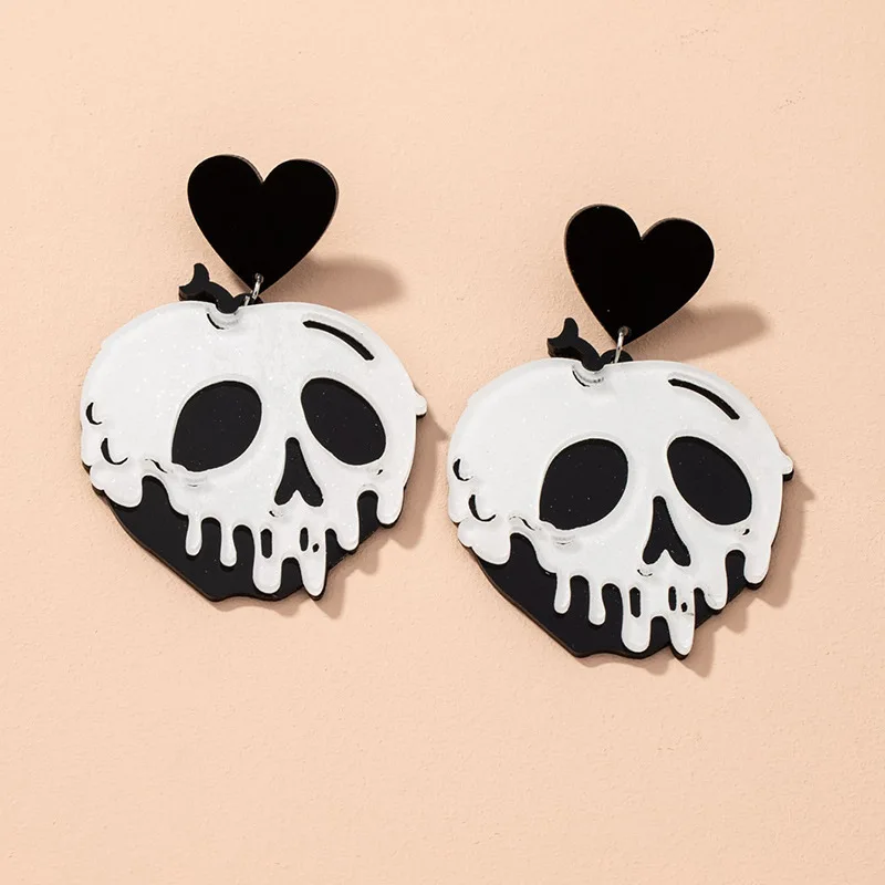 

Ins New Candy Pink Green Neon Acrylic Heart Skull Head Piercing Earrings Korean Fashion Hip-hop Party Jewelry Bijoux Earring
