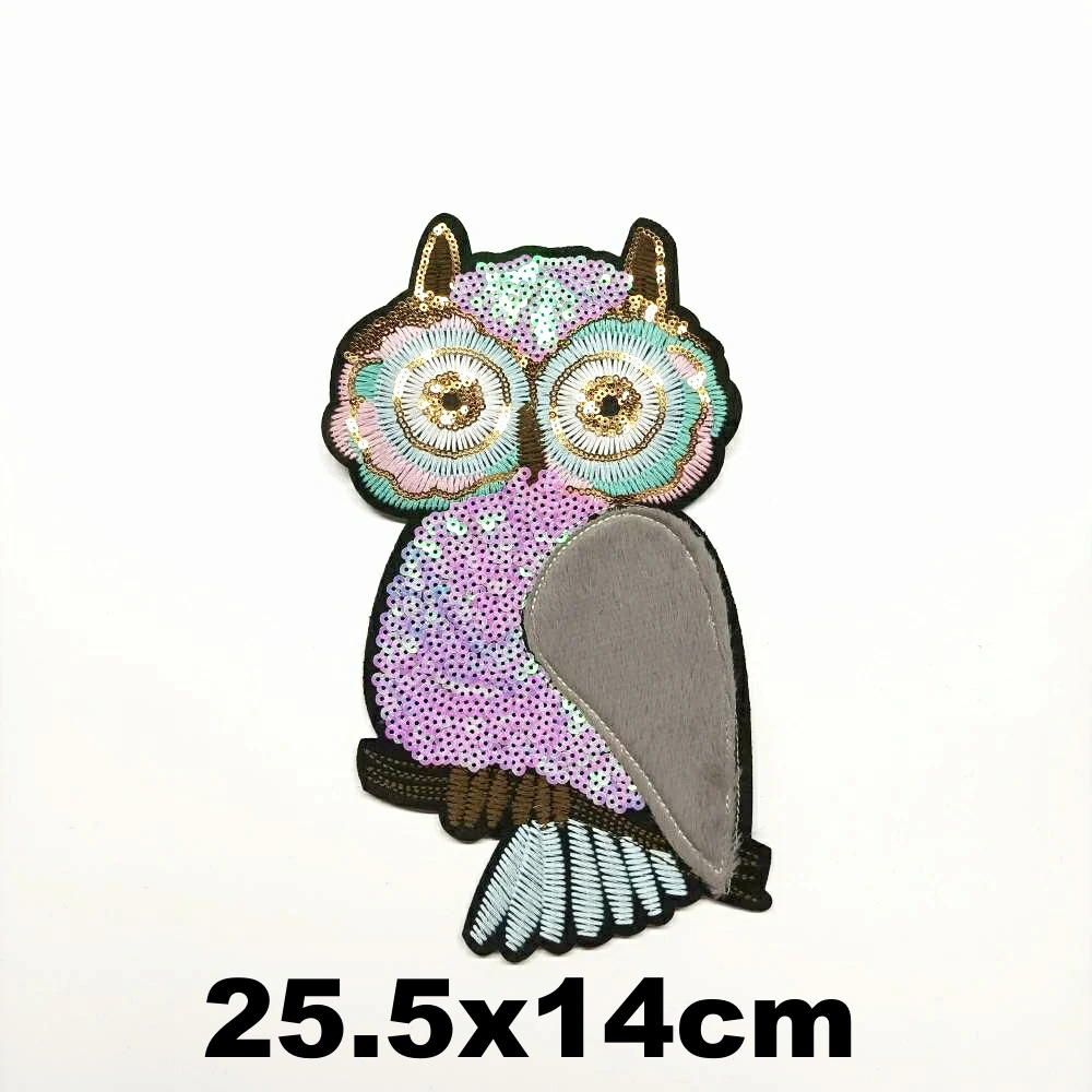 

Design large embroidery big owl bird animal cartoon patches for clothing HE-1374
