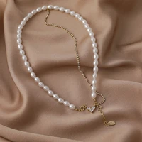 2021 new baroque pearls necklace women vintage trend elegant contracted heart shape clavicle chain wedding jewelry gift