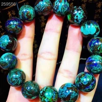 natural green blue malachite azurite bracelet 15 6mm round beads woman men strong power malachite bracelet genuine aaaaaa