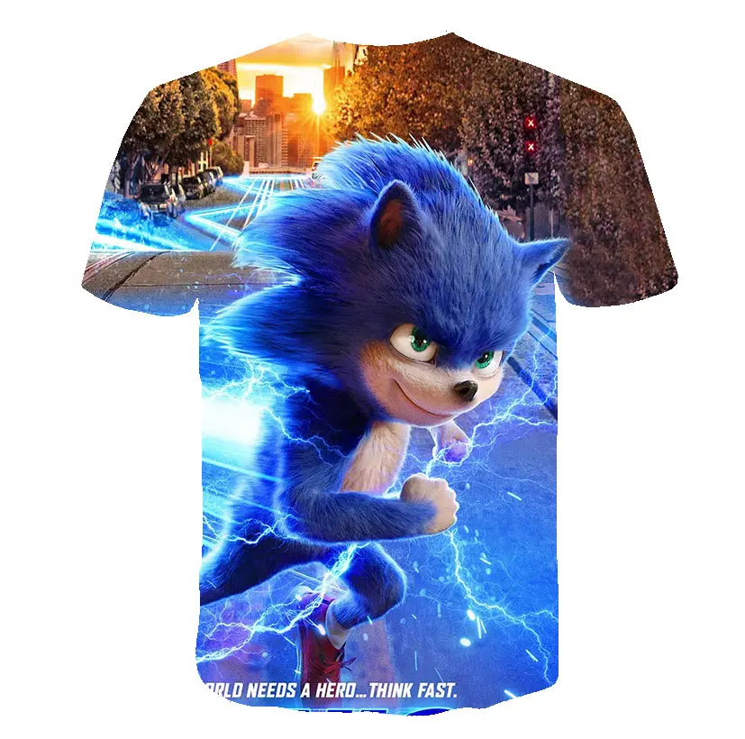 

Summer Boys Cartoon Sonic hedgehog t shirt Blue 3D Printed Girls Streetwear Children Kids Clothes Baby Funny Tshirt O-Neck