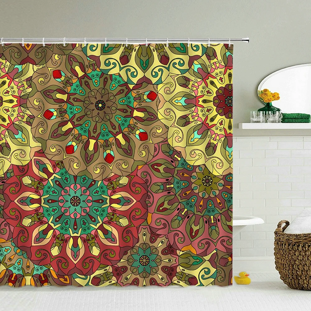 

Waterproof Shower Curtains Bohemian Colorful 3d Bathroom Curtain Decoration Polyester Cloth With Hooks 180*200cm Bath Screen
