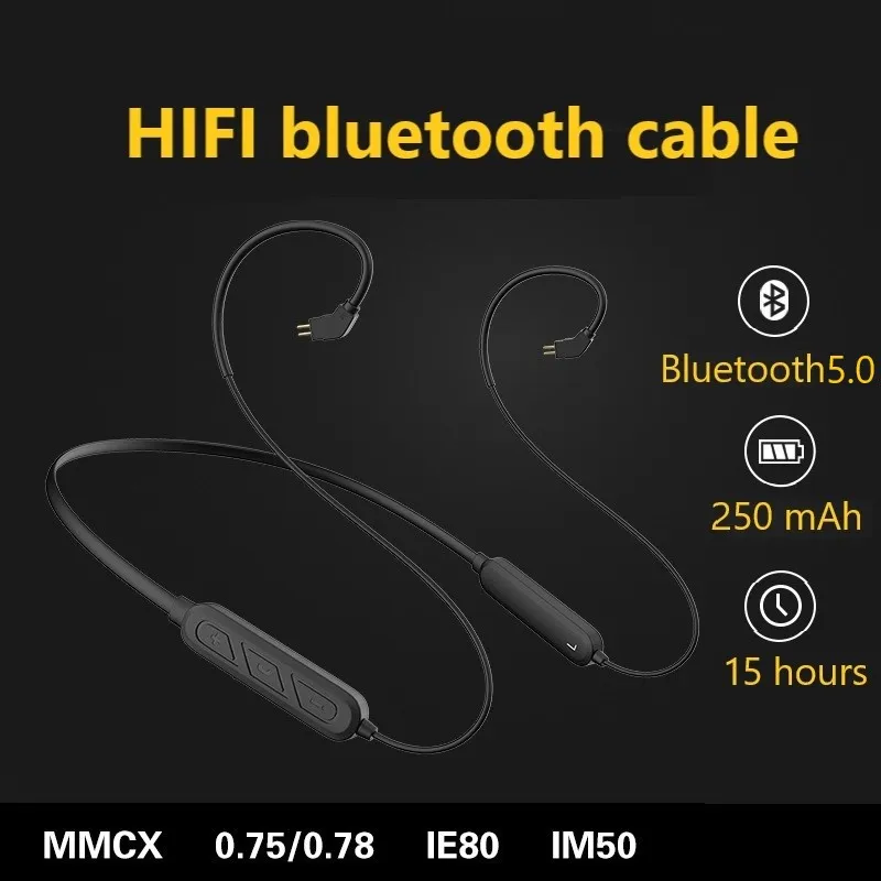 

Upgrate Wireless Bluetooth 5.0 HiFi Headphone Cable Mmcx 0.78mm 0.75mm IE80 IM50 A2DC Lossless Cable for ATH Shure Sennheiser