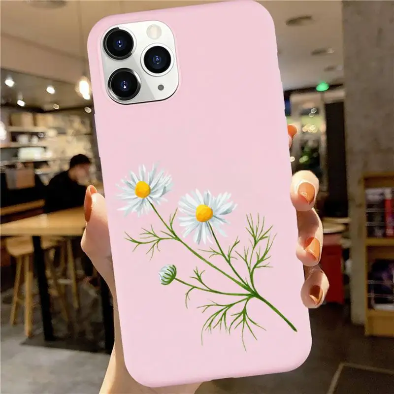 

daisy Flower painting pattern Phone Case Candy Color for iPhone 6 7 8 11 12 s mini pro X XS XR MAX Plus