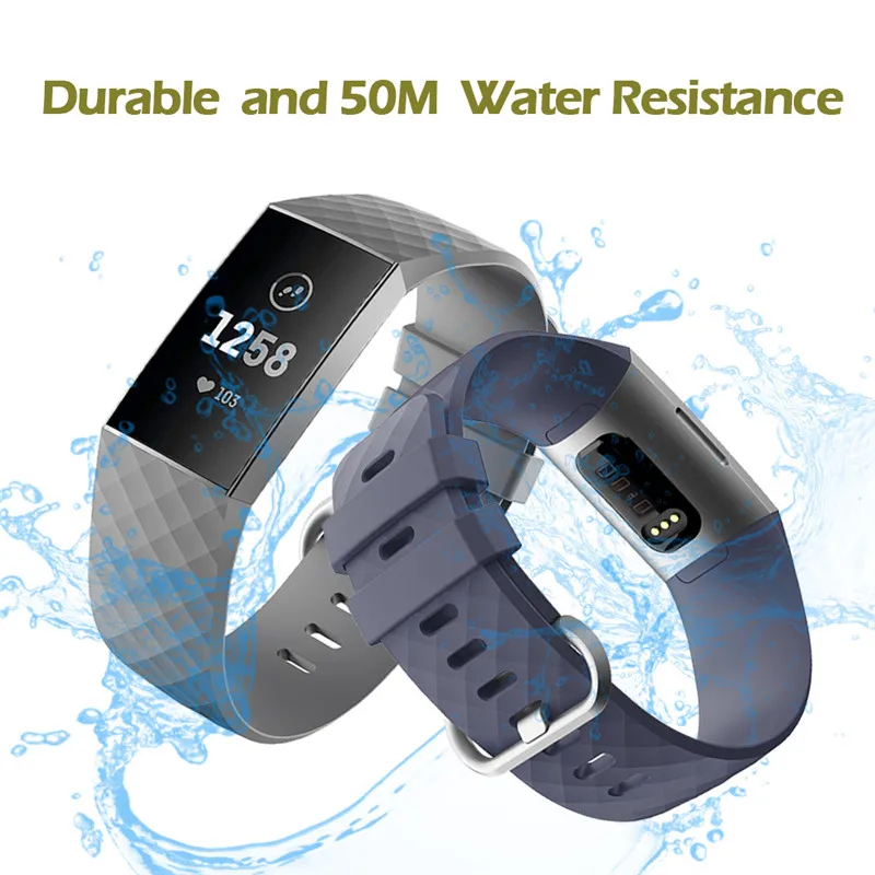 Силиконовые спортивные ремешки для Fitbit Charge 3 / 4 Классический Маленький Большой