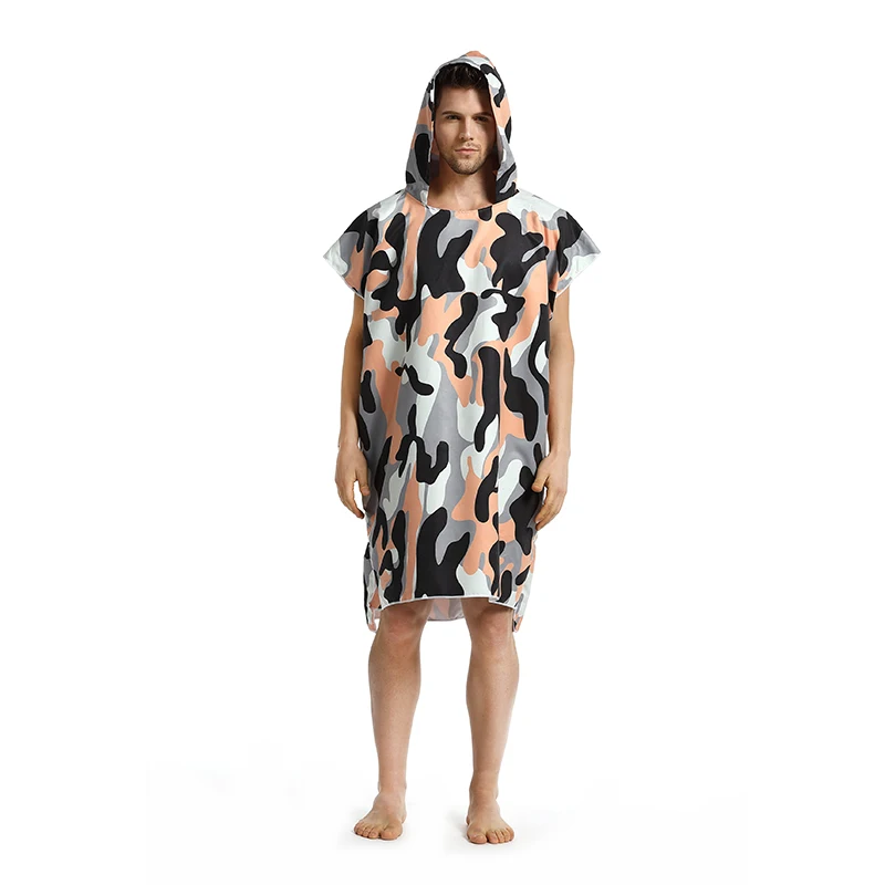 Камуфляжное спортивное полотенце банное пляжное пончо для серфинга с капюшоном