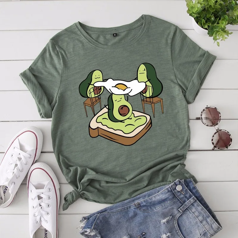 Футболка JCGO женская из хлопка повседневный топ с круглым вырезом и коротким