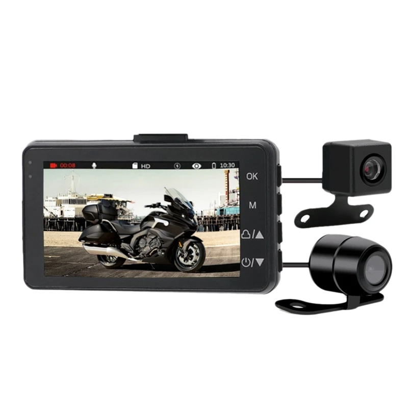 3 дюймов 1080P HD мотоцикл Камера DVR мотор Dash Cam с Специальная двойная трек спереди