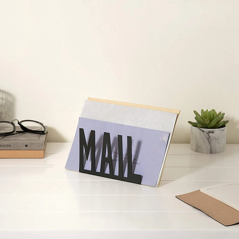 

Black Metal Desktop Cutout Mail Letter Holder